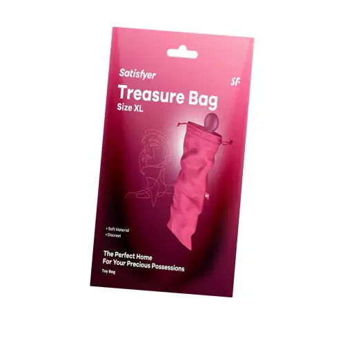Мешочек Satisfyer Treasure Bag для хранения игрушек XL, розовый, 39*19 см — купить в Минске Изображение Мешочек Satisfyer Treasure Bag для хранения игрушек XL, розовый, 39*19 см