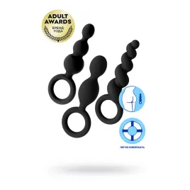 Набор анальных плагов Satisfyer Booty Call black 3 шт, силикон, чёрный, 13,5 см