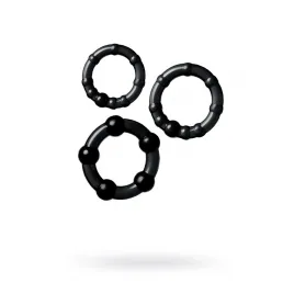 Набор колец A-Toys by TOYFA, TPE, силикон, черные, Ø 3,5/3/2 см