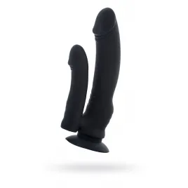 Анально-вагинальный вибратор Black&Red by TOYFA, силикон, черный, 19,5 см