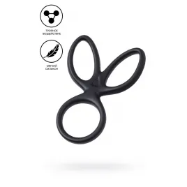 Тройное кольцо на пенис A-Toys by TOYFA KRAKEN, силикон, черный, 10 см
