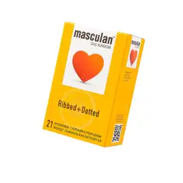 Презервативы Masculan, Ribbed+Dotted №21, латекс, кольца, точечные, розовые, 19 см, 5,3 см, 21 шт.