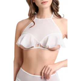 Эротический бралетт Erolanta Karen с открытой грудью, белый (42-44)