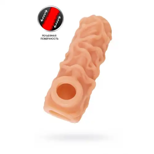 Фото KOKOS Насадка реалистичная KOKOS NUDE SLEEVE с дополнительной стимуляцией, TPE, телесная, 14 см