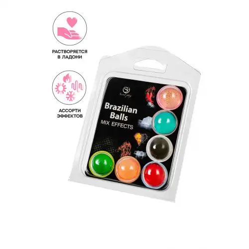 Изображение Secret play, Испания Массажное масло SECRET PLAY BRAZILIAN BALLS, микс эффектов, 6 х 4 гр