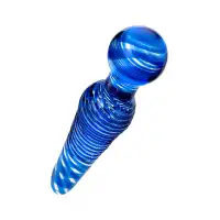 Фото Sexus Glass Двусторонний фаллоимитатор Sexus Glass, стекло, синий, 17 см