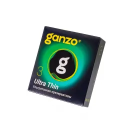 Презервативы Ganzo, ultra thin, ультратонкие, латекс, 18 см, 5,2 см, 3 шт.