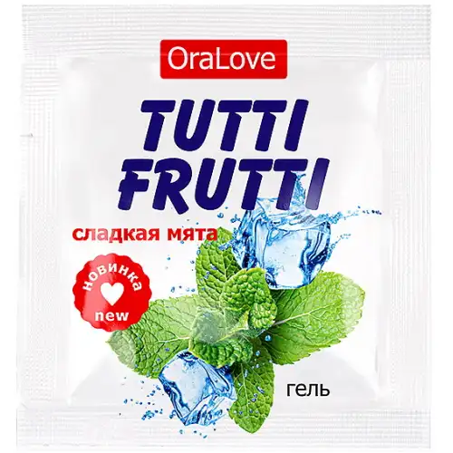 Изображение Биоритм, Россия Съедобный лубрикант со вкусом сладкой мяты Tutti-Frutti OraLove 4 гр, пробник