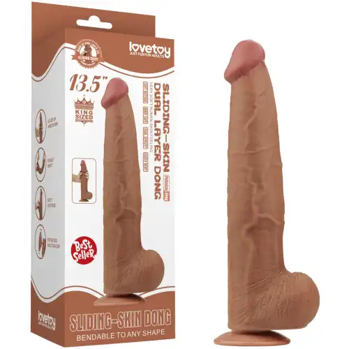 Изображение Lovetoy, Китай Реалистичный фаллоимитатор-мулат на присоске Lovetoy Sliding-Skin Dual Layer Dong 34 см