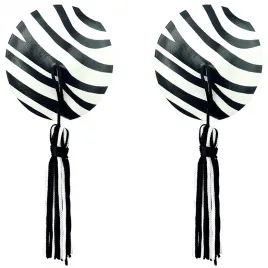 Пэстисы для груди Reusable Zebra Round Tassel Nipple Pasties