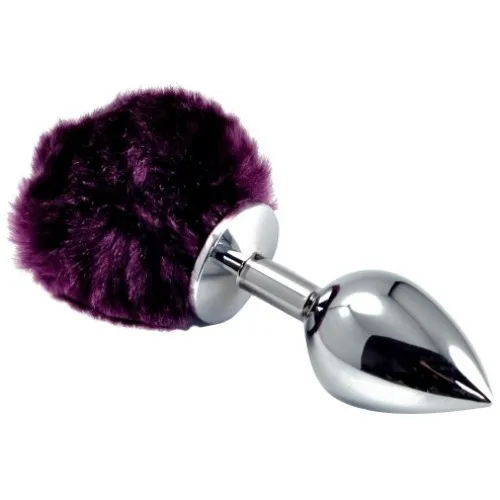 Изображение Lovetoy, Китай Анальная пробка с фиолетовым хвостиком кролика Small Silver Plug