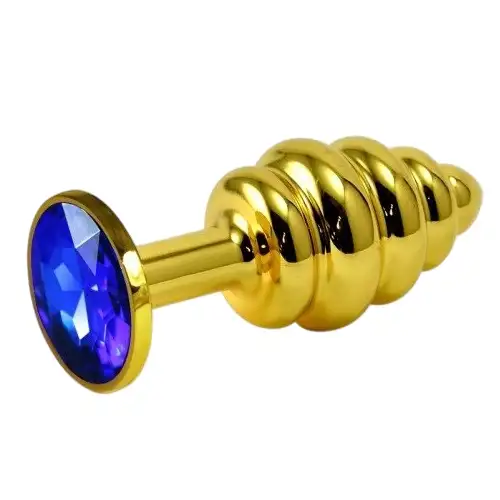 Изображение Lovetoy, Китай Анальная пробка Gold Small Plug рифленая синий страз