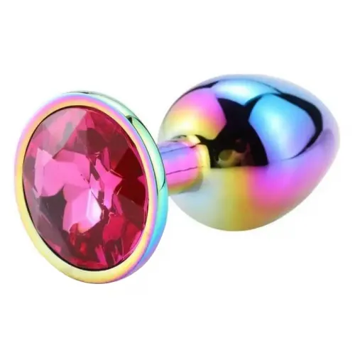 Изображение Nlonely, Китай Разноцветная анальная пробка с розовым камушком L