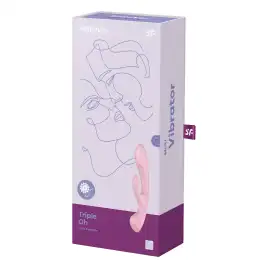Двусторонний вибратор с клиторальным стимулятором Satisfyer Triple Oh Pink