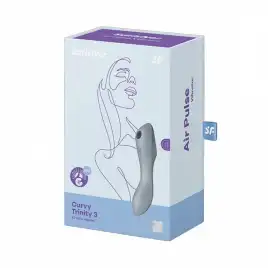 Вакуумный стимулятор клитора с вибрирующей ручкой Satisfyer Curvy Trinity 3 серый
