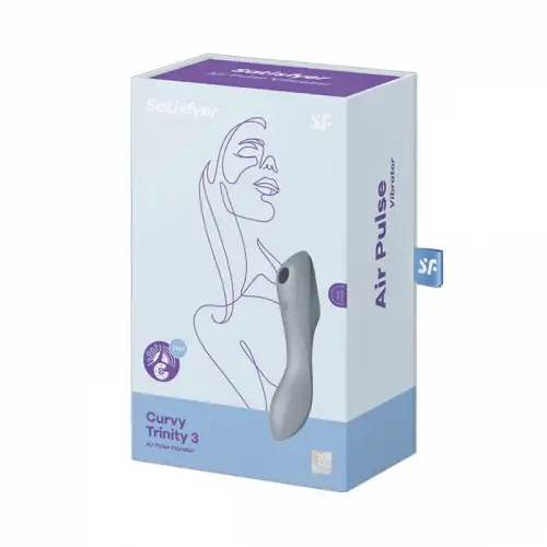 Фото Satisfyer, Германия Вакуумный стимулятор клитора с вибрирующей ручкой Satisfyer Curvy Trinity 3 серый