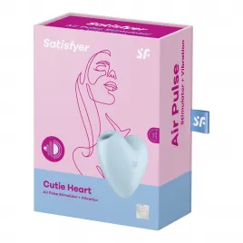 Вакуумно-волновой стимулятор с вибрацией Satisfyer Cutie Heart голубой