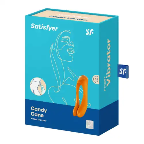 Фото Satisfyer, Германия Универсальный перезаряжаемый вибростимулятор Satisfyer Candy Cane оранжевый