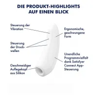 Вакуумно-волновой стимулятор Satisfyer Curvy 1+ с возможностью управления через приложение - белый