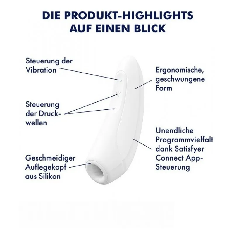 Вакуумно-волновой стимулятор Satisfyer Curvy 1+ с возможностью управления через приложение - белый
