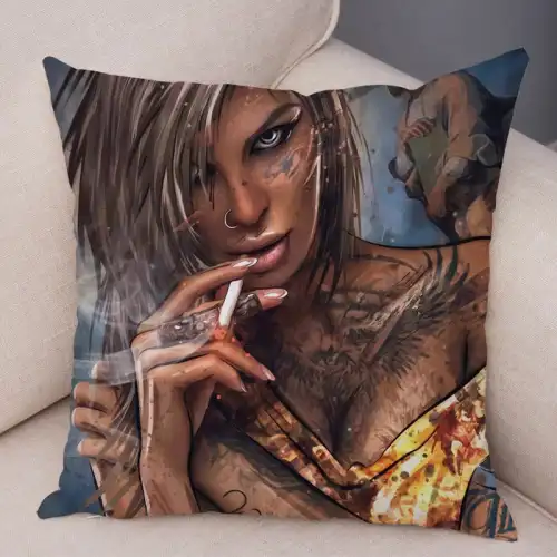 Наволочка на подушку Smoking Girl — купить в Минске Изображение Наволочка на подушку Smoking Girl