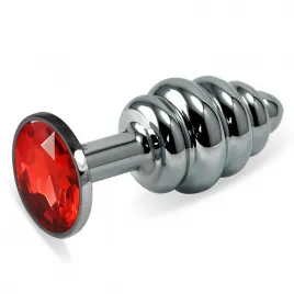 Анальная пробка Silver Small Plug рифленая красная