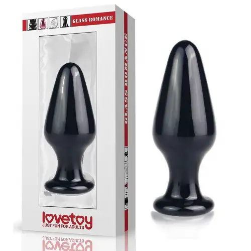 Фото Lovetoy, Китай Черная анальная пробка из стекла Glass Romance 10 см