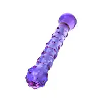 Изображение Sexus Glass Фиолетовый фаллос из стекла с рельефным стволом