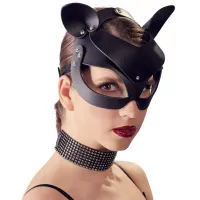 Изображение KISSEXPO Кожаная маска Кошка декорированная стразами