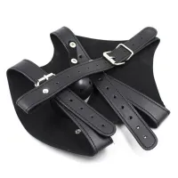 Фото KISSEXPO Черная маска с кляпом и с шорами на глаза и рот