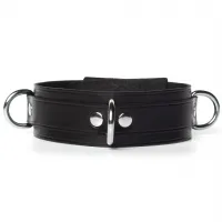 Изображение  Набор ошейник с поводком и наручники из черной матовой кожи
