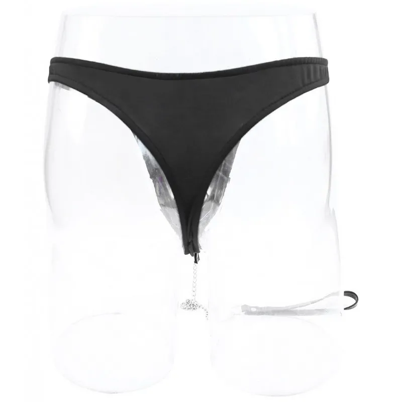 Фото KISSEXPO Мужские трусики-стринги с поводком на цепочке
