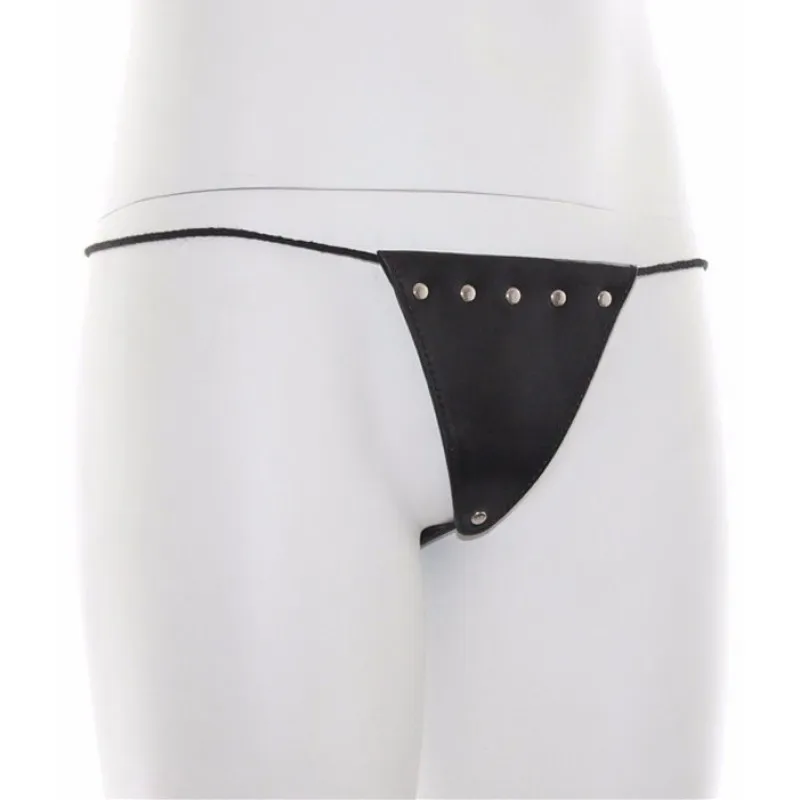 Фото KISSEXPO Универсальные черные стринги с заклепками