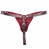 Фото БДСМ Арсенал, Россия Регулируемые кожаные трусики бордо