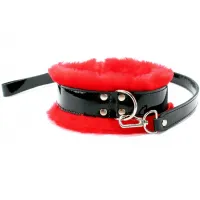 Изображение БДСМ Арсенал, Россия Набор фиксаторов (ошейник, поводок, оковы) из лакированной кожи с красным мехом