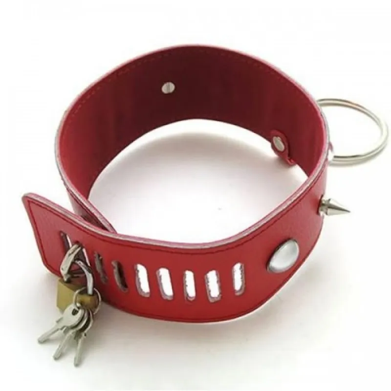 Изображение HSY, Китай Ошейник БДСМ красный с кристаллами и замком