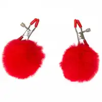 Изображение Lola Toys, Россия Зажимы на соски с красным мехом Party Hard Angelic Red
