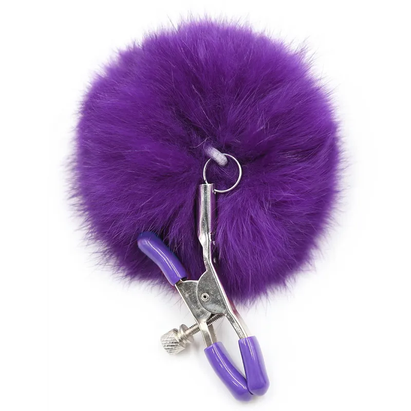 Фото KISSEXPO Зажимы на соски с фиолетовыми помпонами — купить в Минске | Адам и Ева