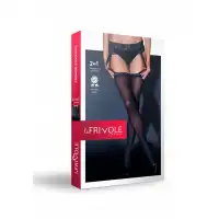 Фото LE FRIVOLE Чулки 40 den с черным кружевным поясом S/M