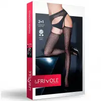 Изображение LE FRIVOLE Чулки с поясом и рисунком зигзаг S/M