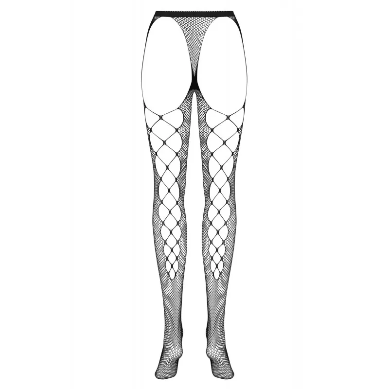 Изображение Obsessive, Польша Необычные черные колготки в сетку с плетением сзади S/L