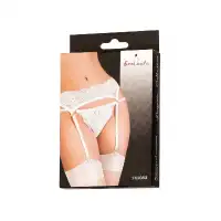 Изображение Erolanta Lingerie Эротический комплект: пояс для чулок и трусики кружевные белые L/XL