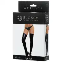 Изображение Erolanta Glossy Черные чулки Glossy из материала Wetlook размер S