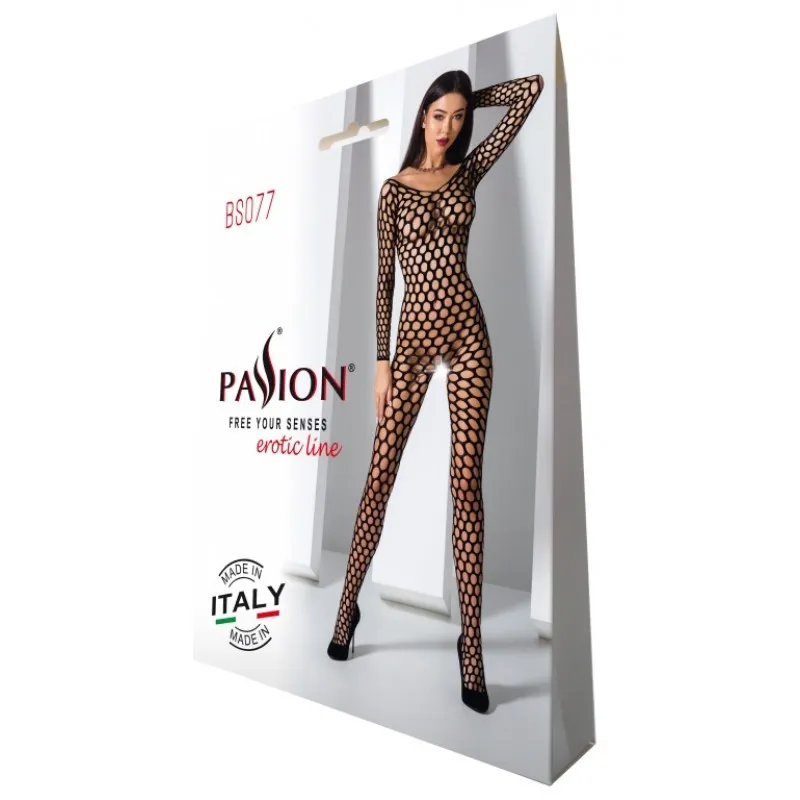 Passion, Польша Обольстительный комбинезон сетка черного цвета BS077 — купить в Минске Изображение Passion, Польша Обольстительный комбинезон сетка черного цвета BS077