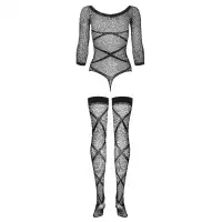 Фото Obsessive, Польша Эротичный комплект из боди в сетку и чулок S/L