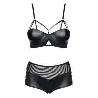 Изображение Obsessive, Польша Дерзкий черный комплект из материала Wet Look Leatheria S/M