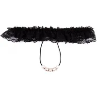 Изображение KISSEXPO Кружевные черные трусики с жемчужной нитью