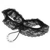 Изображение KISSEXPO Кружевные черные трусики с жемчужной нитью