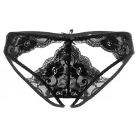 Фото Erolanta Lingerie Черные кружевные трусики с декоративными ажурными вырезами Erolanta Melissа М