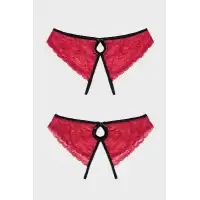 Изображение Erolanta Lingerie Эротические кружевные трусики с бантиком и доступом между ножек 50-52 размер